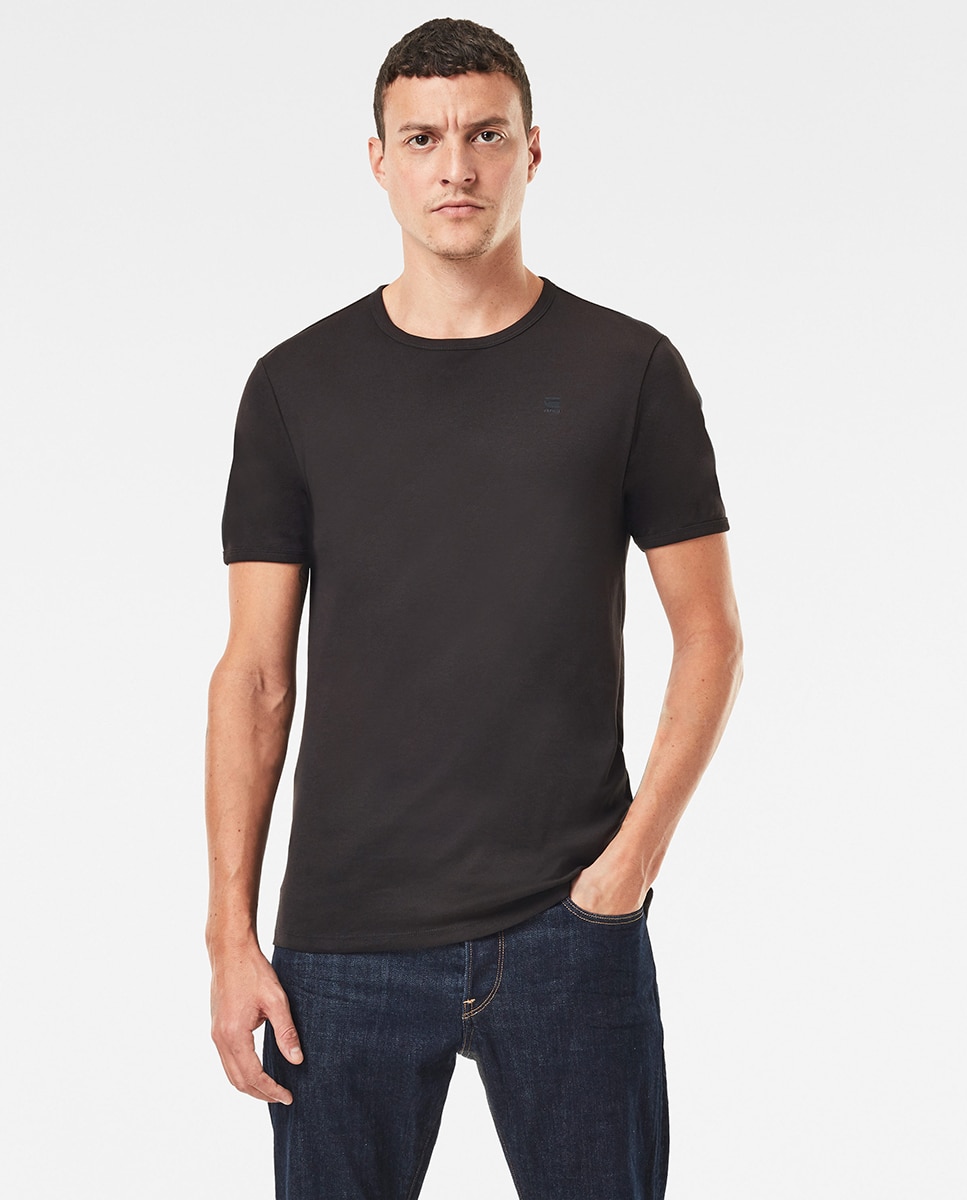 Pack de 2 T-shirts Básicas com Decote Redondo Preto-1