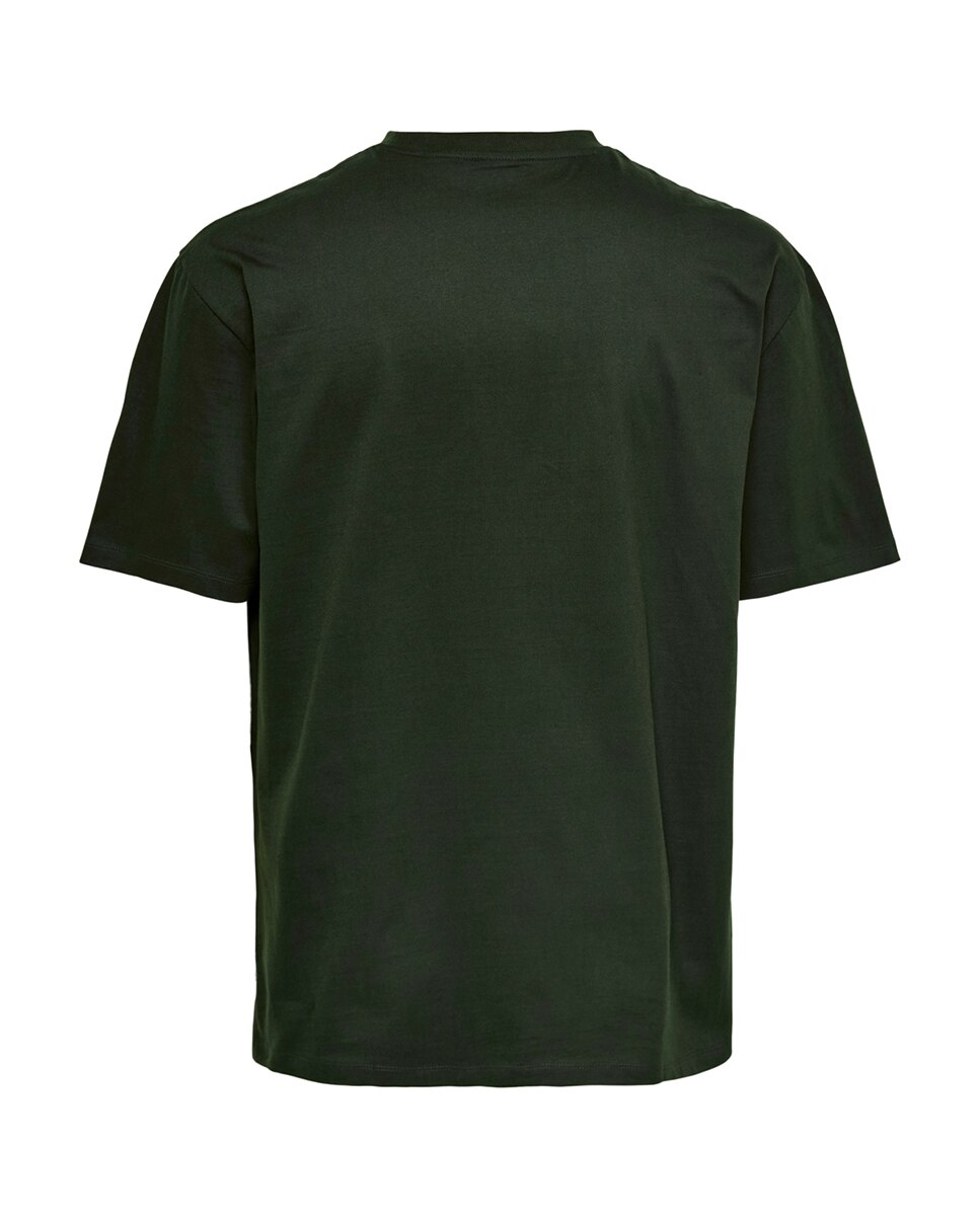 T-shirt com manga curta e decote redondo Verde-escuro-6