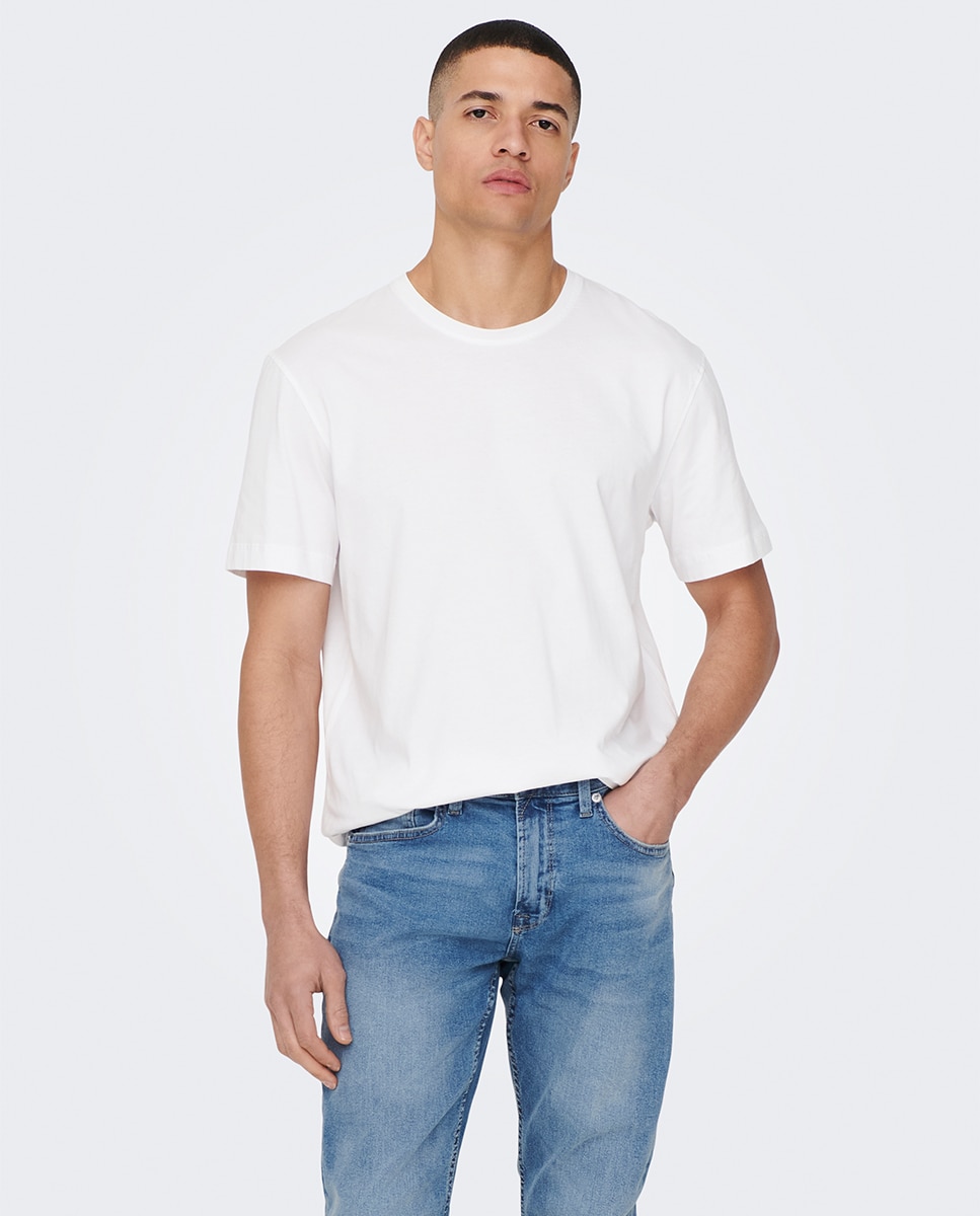 T-shirt Básica com Manga Curta Branco-1