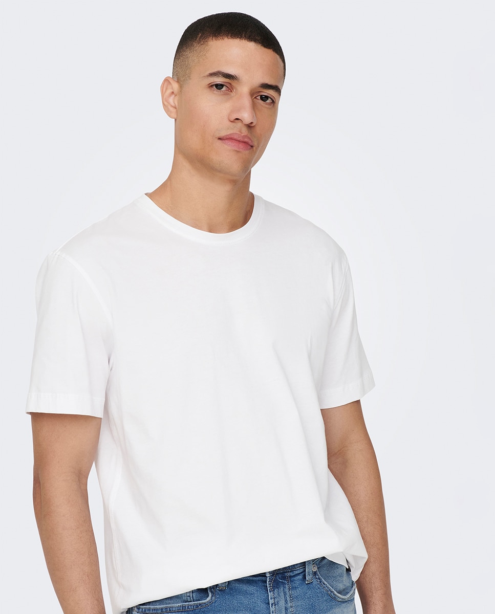 T-shirt Básica com Manga Curta Branco-3