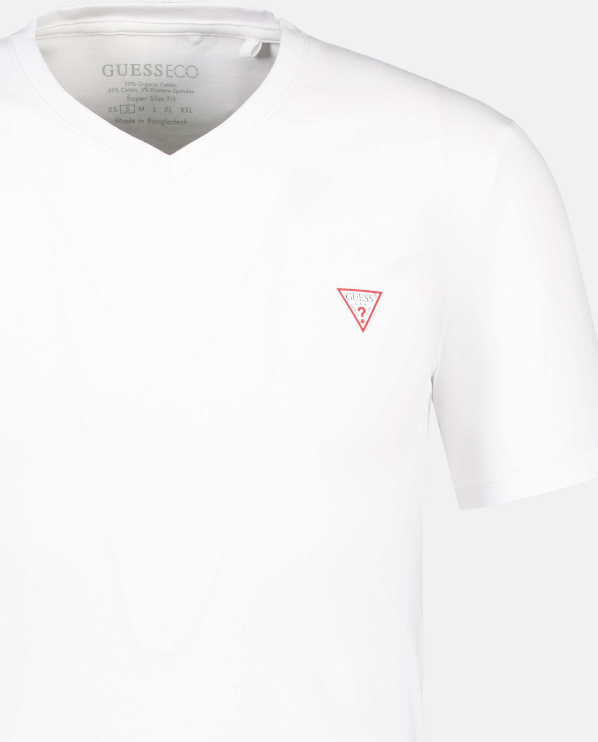 T-shirt de Manga Curta com Decote em Bico Branco-5