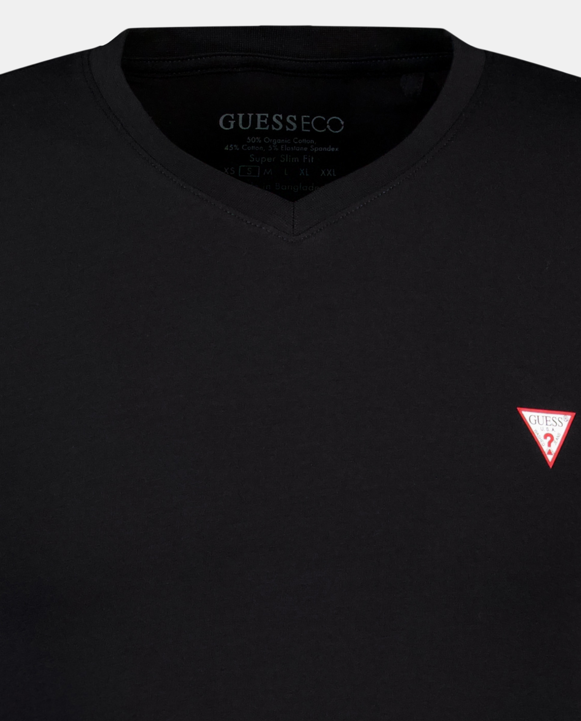 T-shirt de Manga Curta com Decote em Bico Preto-5