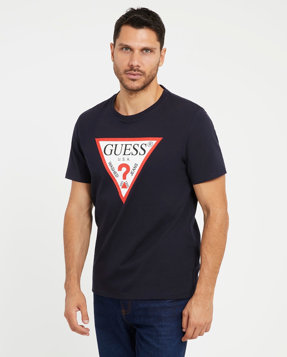 T-shirt de manga curta com decote redondo Azul-índigo-1