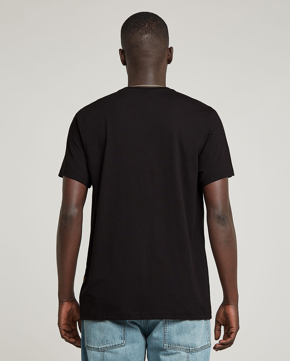 T-shirt de algodão ecológico transpirável com manga curta Preto-2