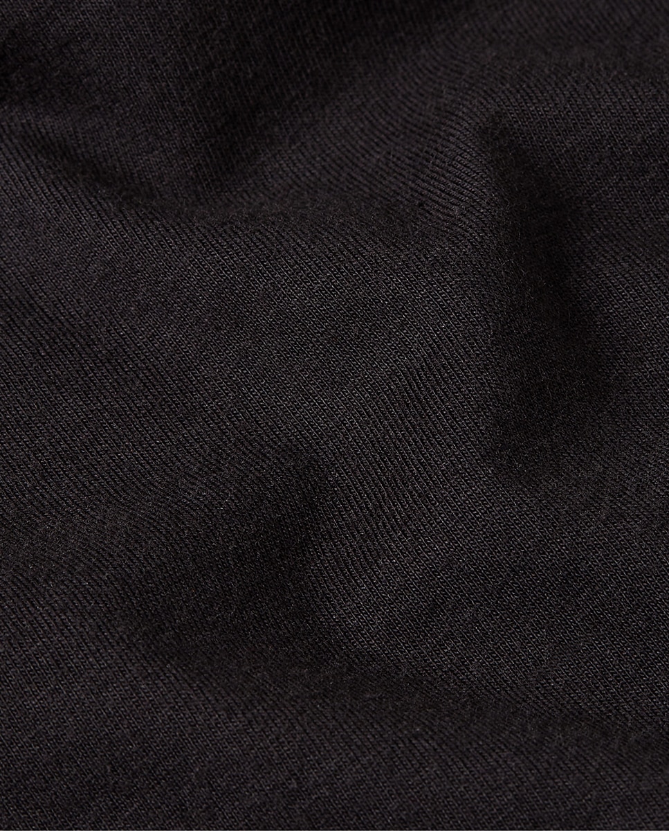 T-shirt de algodão ecológico transpirável com manga curta Preto-4