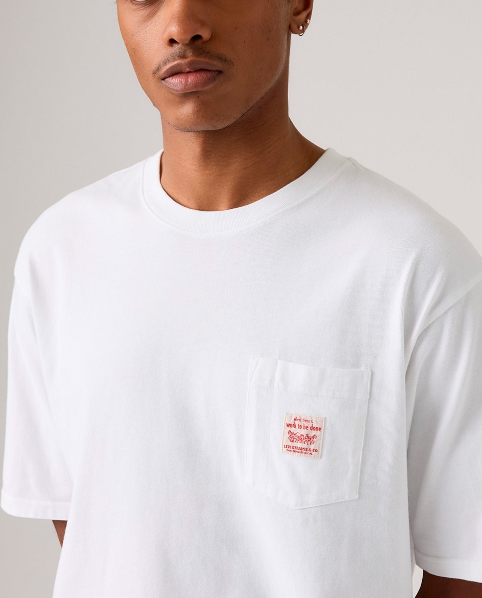 T-shirt de Manga Curta com Decote Redondo Branco-3