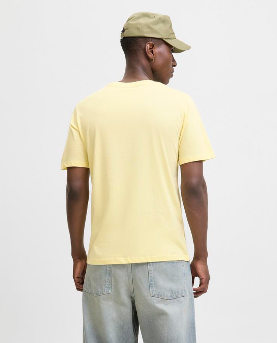 T-shirt de Manga Curta com Estampado Pequeno à Frente Amarelo-2