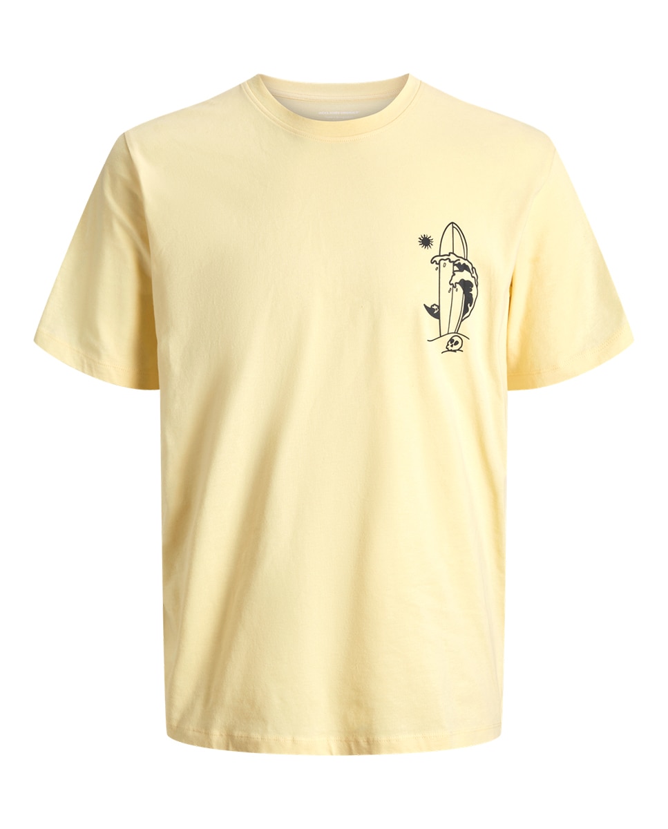 T-shirt de Manga Curta com Estampado Pequeno à Frente Amarelo-5
