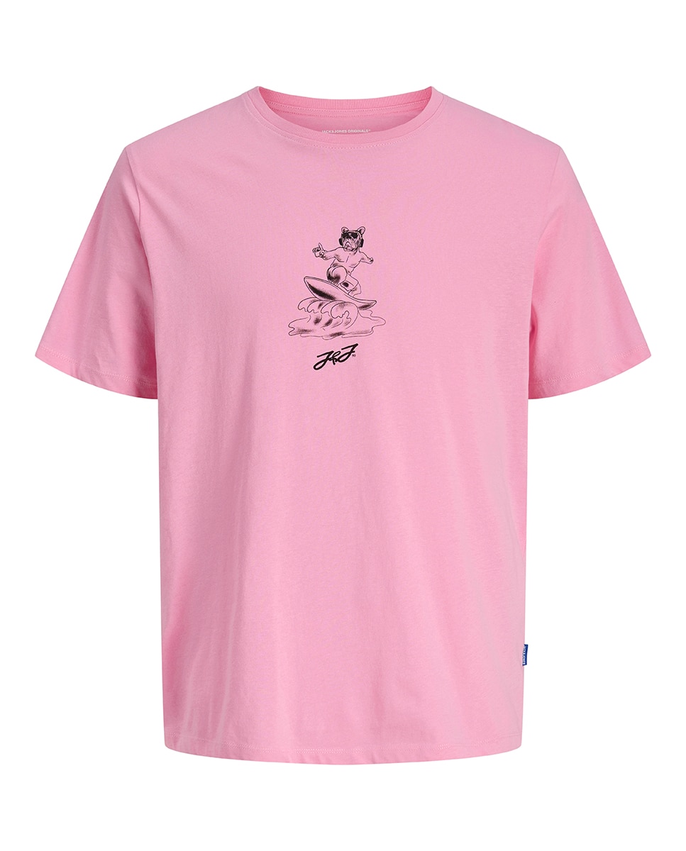 T-shirt de Manga Curta com Estampado de Cão Rosa-6