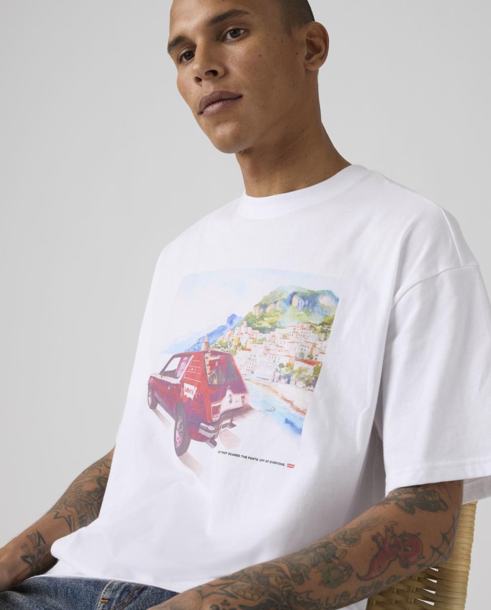 T-shirt de Manga Curta com Decote Redondo Branco-3