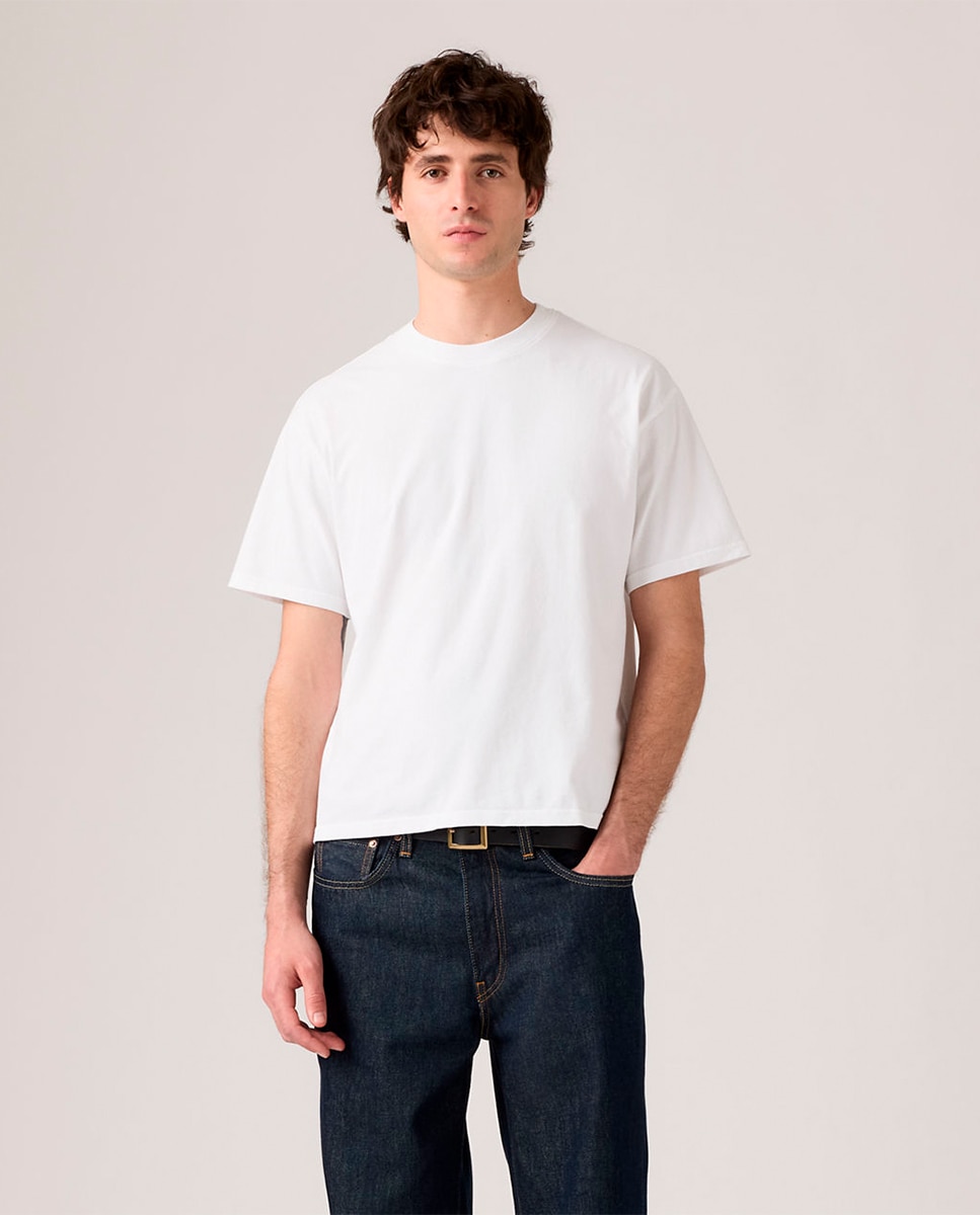 T-shirt Cropped de Manga Curta com Gola Redonda Branco-1