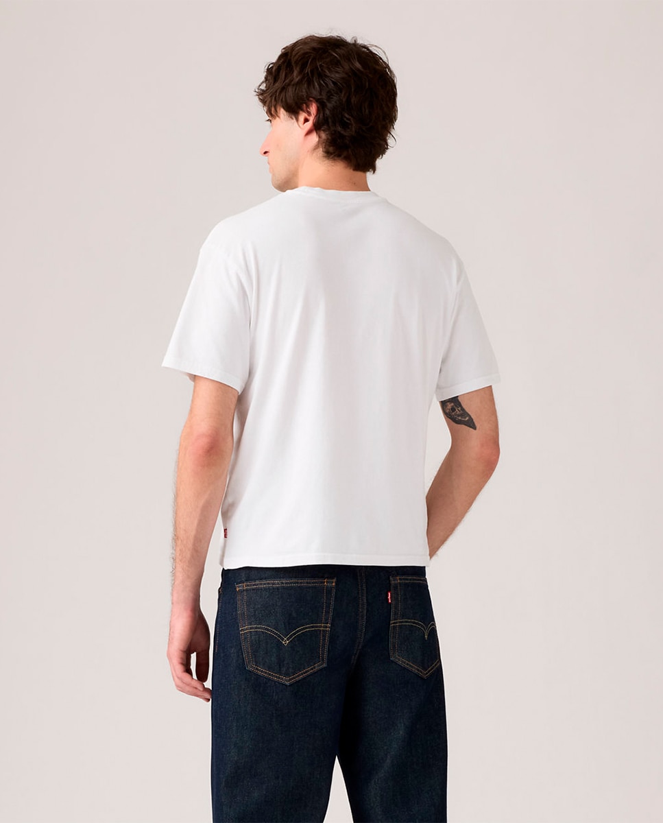 T-shirt Cropped de Manga Curta com Gola Redonda Branco-2