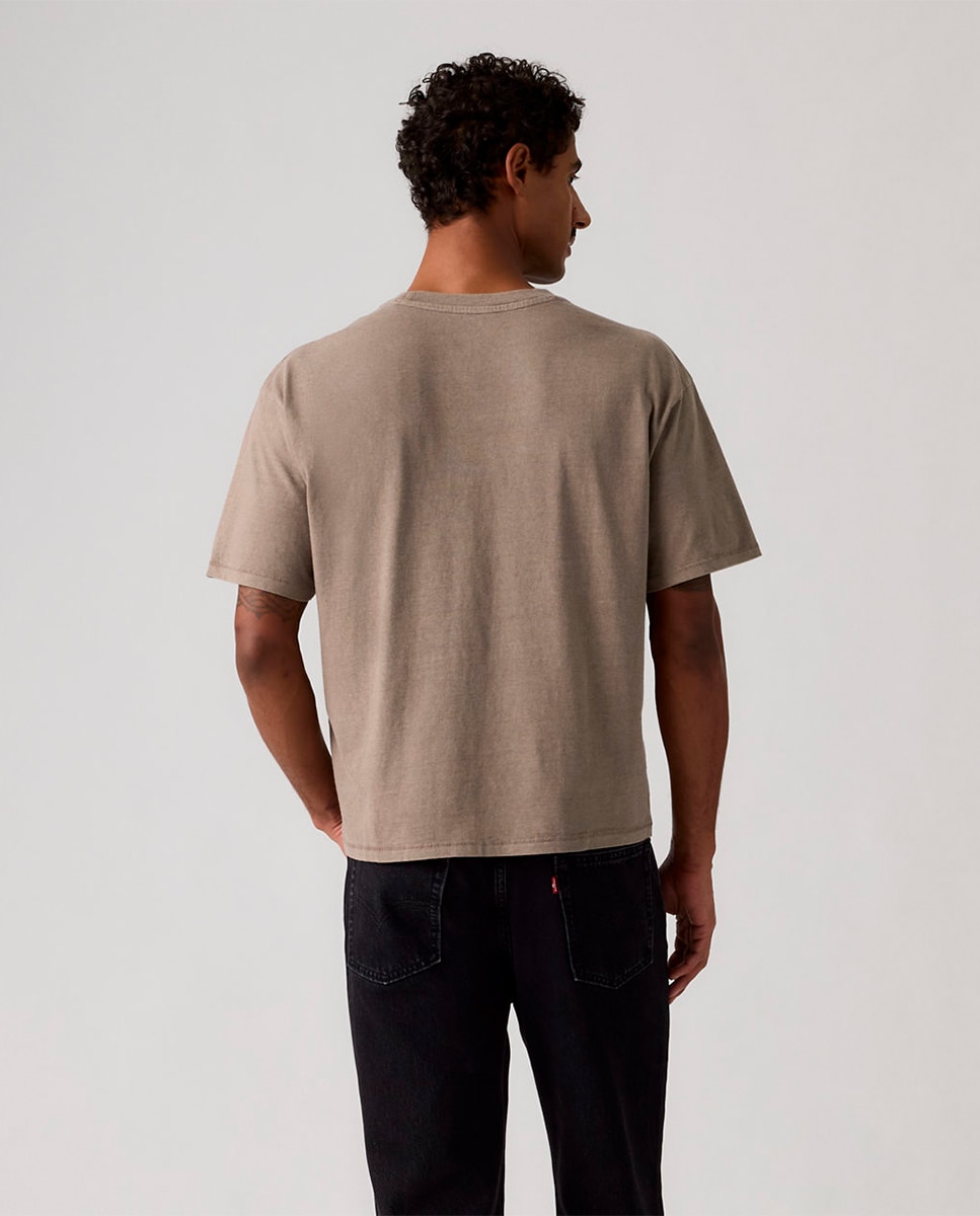 T-shirt Cropped de Manga Curta e Gola Redonda Castanho-claro-2