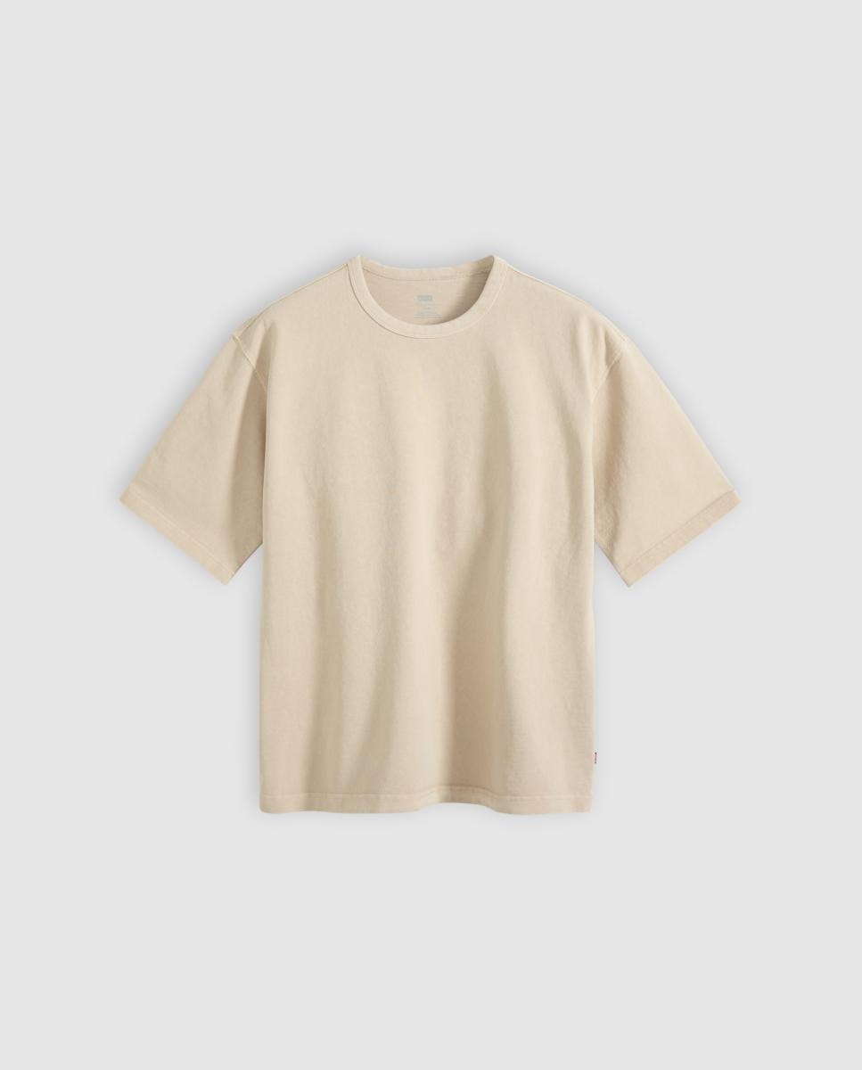 T-shirt de Manga Curta com Gola Redonda Bege-6