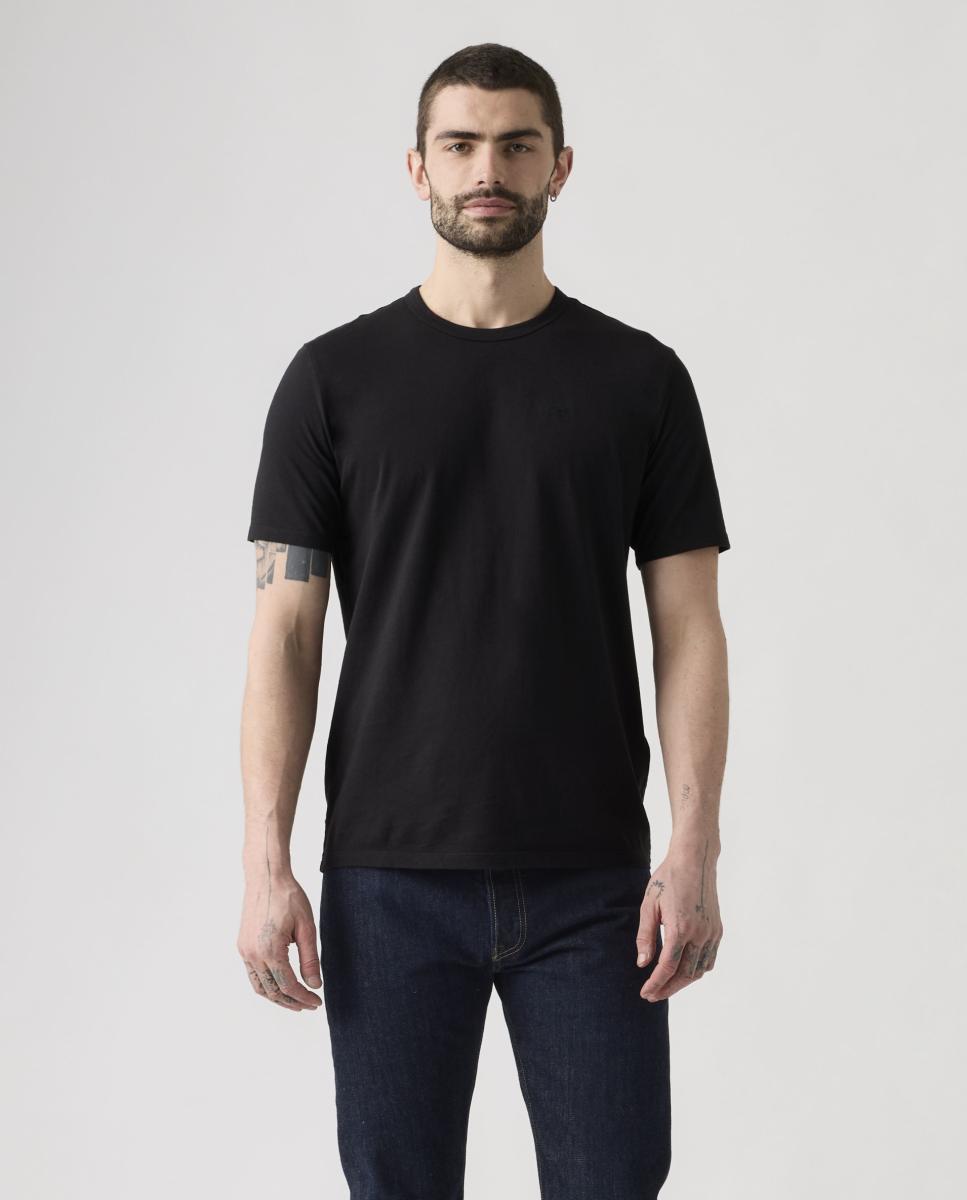 T-shirt de Manga Curta com Decote Redondo Preto-1
