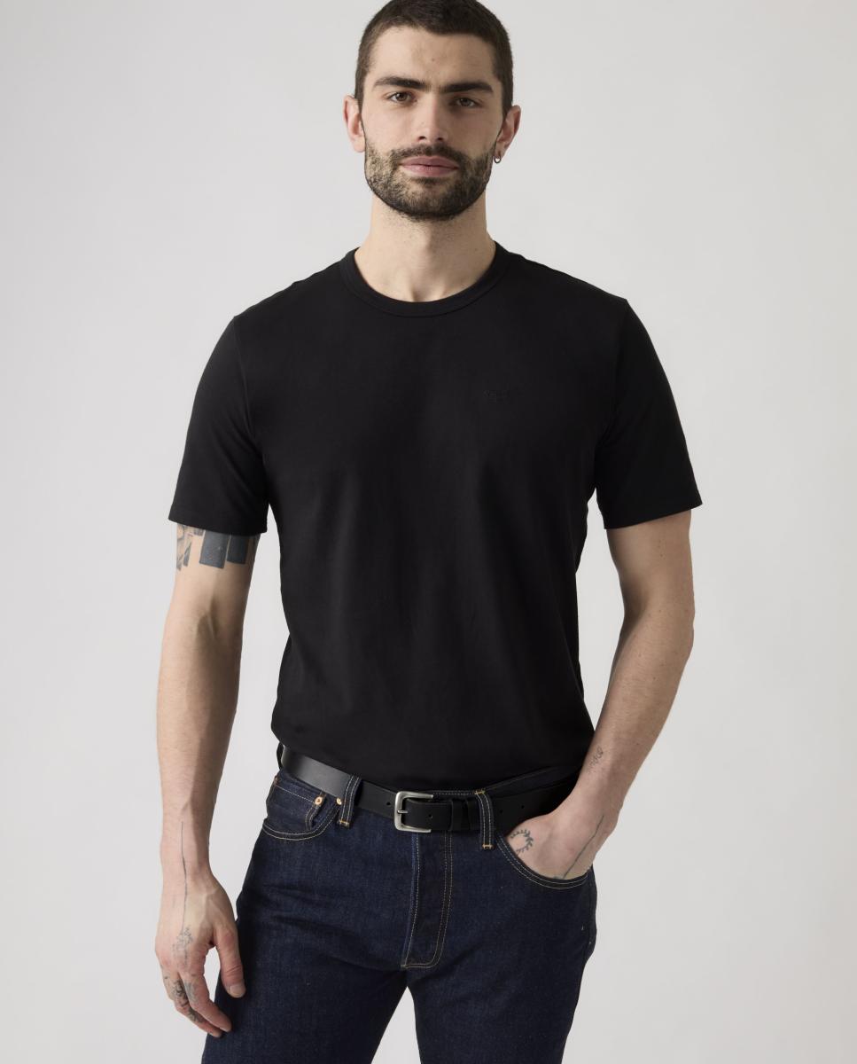 T-shirt de Manga Curta com Decote Redondo Preto-4