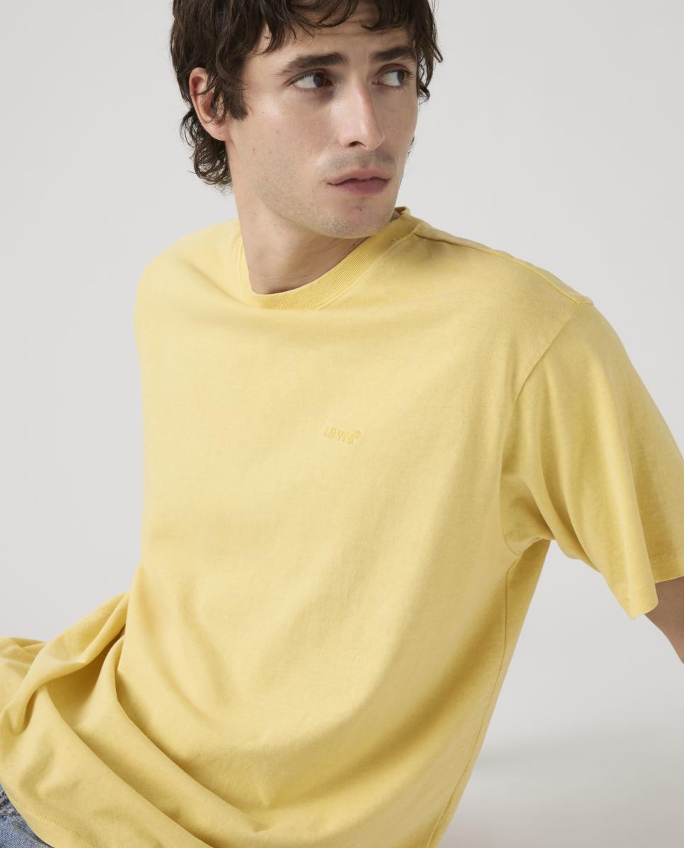 T-shirt de Manga Curta com Decote Redondo Amarelo-3