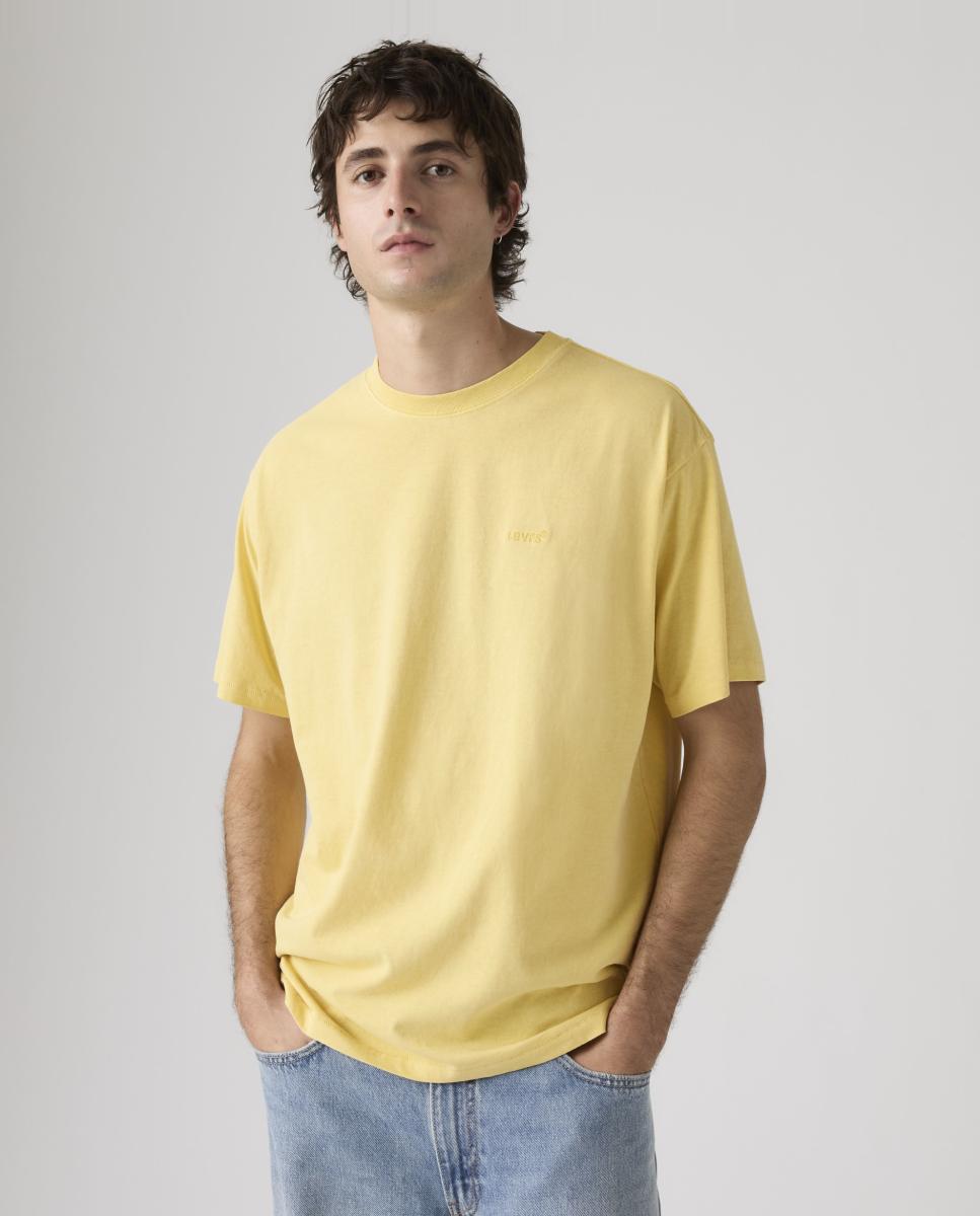 T-shirt de Manga Curta com Decote Redondo Amarelo-4