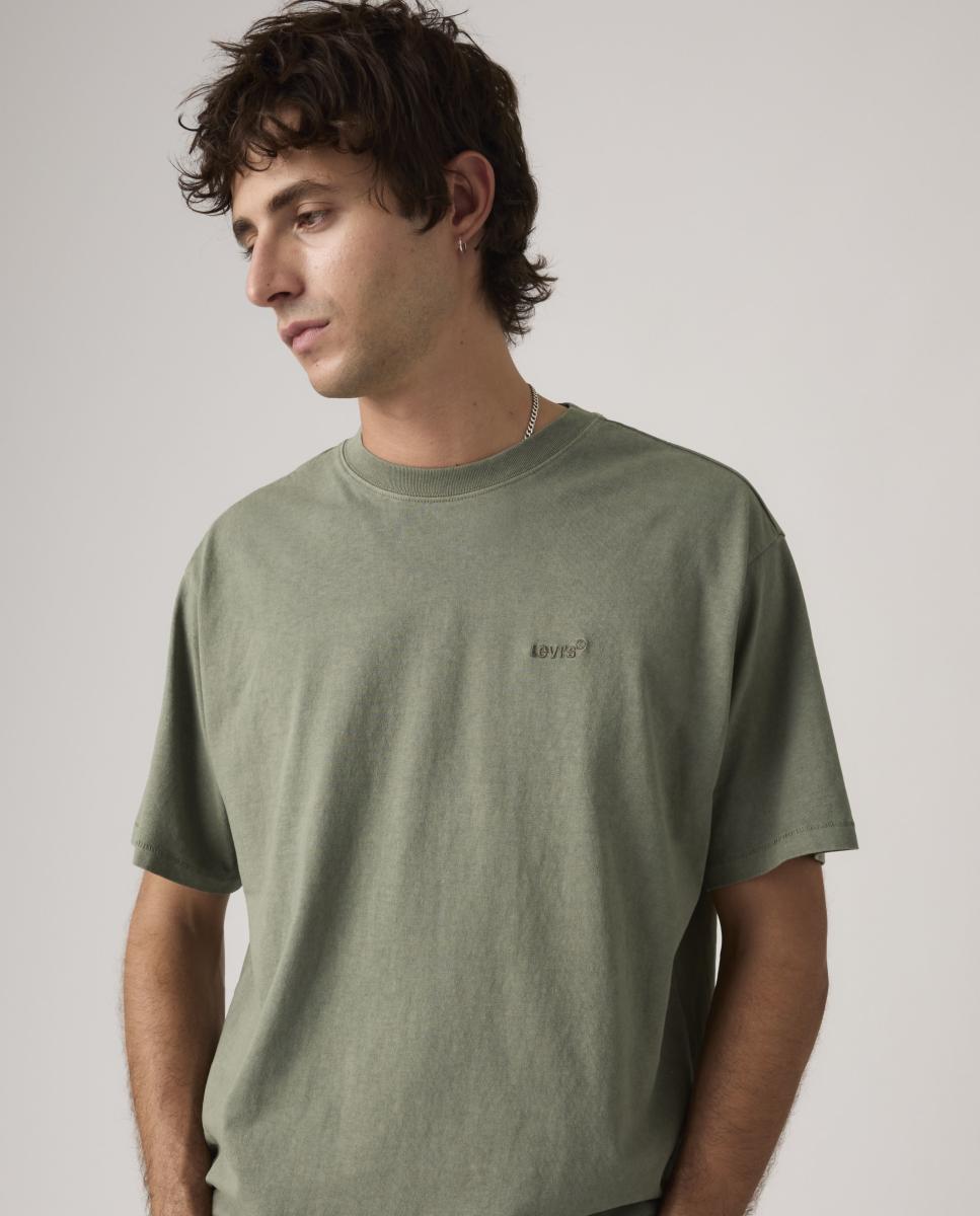 T-shirt de Manga Curta com Decote Redondo Verde-militar-4