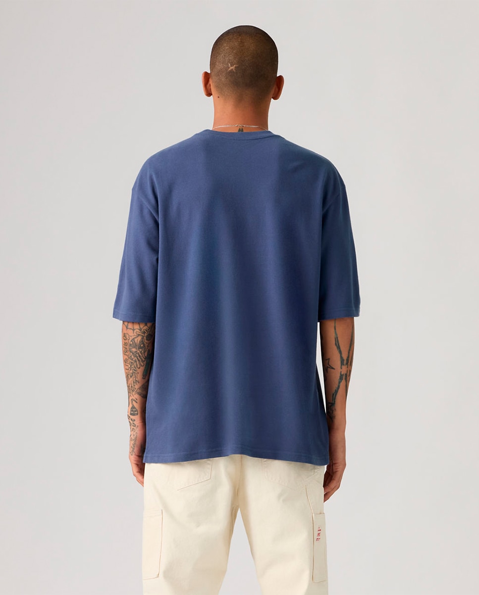 T-shirt de Manga Curta com Decote Redondo Azul-índigo-2