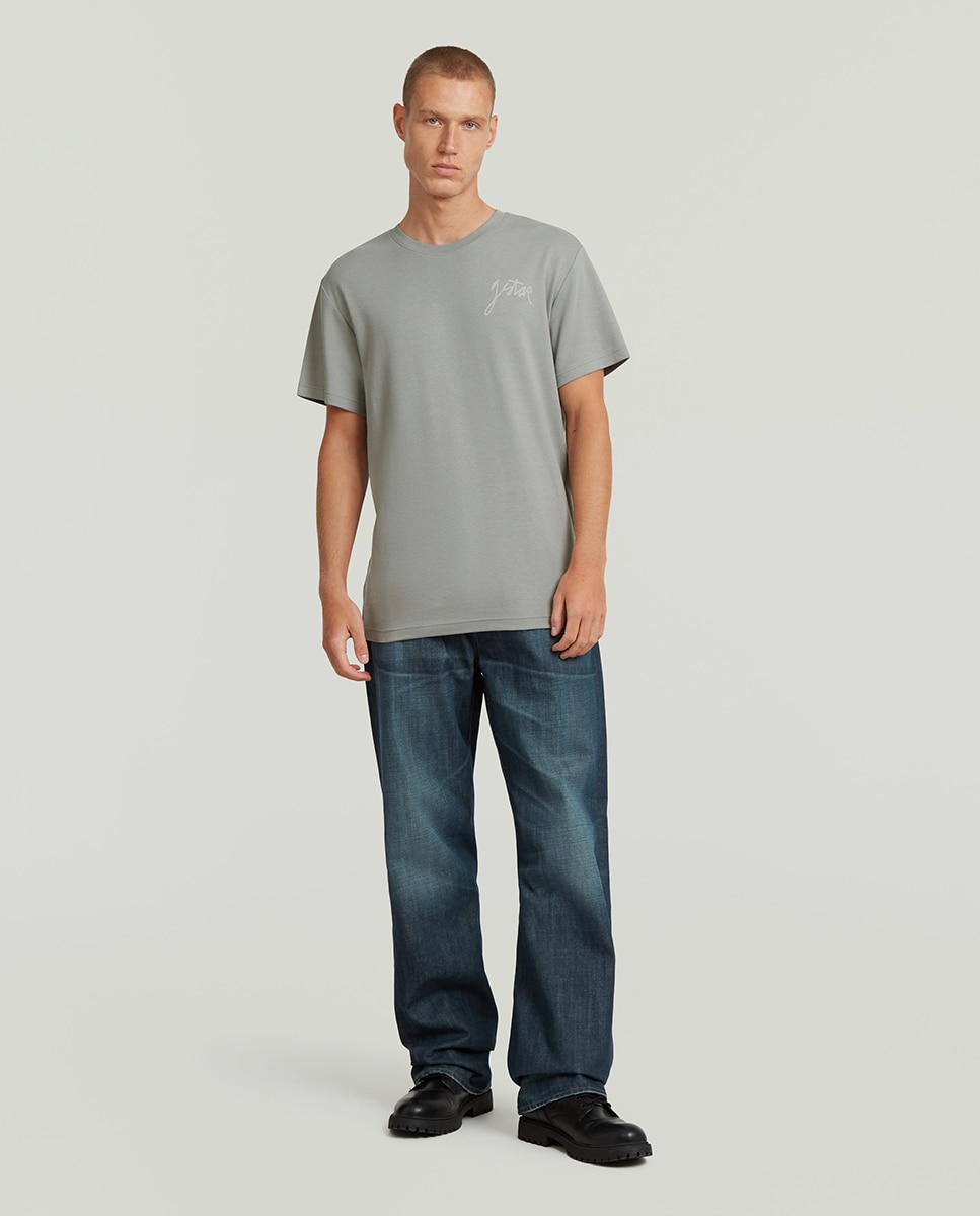 T-shirt Regular com Ilustrações Cinzento-4
