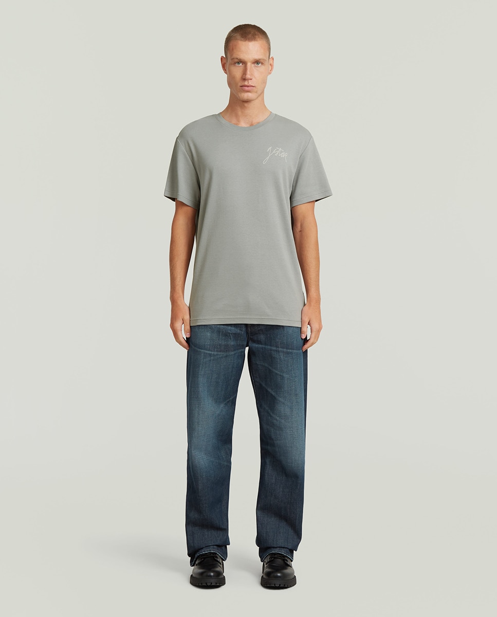 T-shirt Regular com Ilustrações Cinzento-7