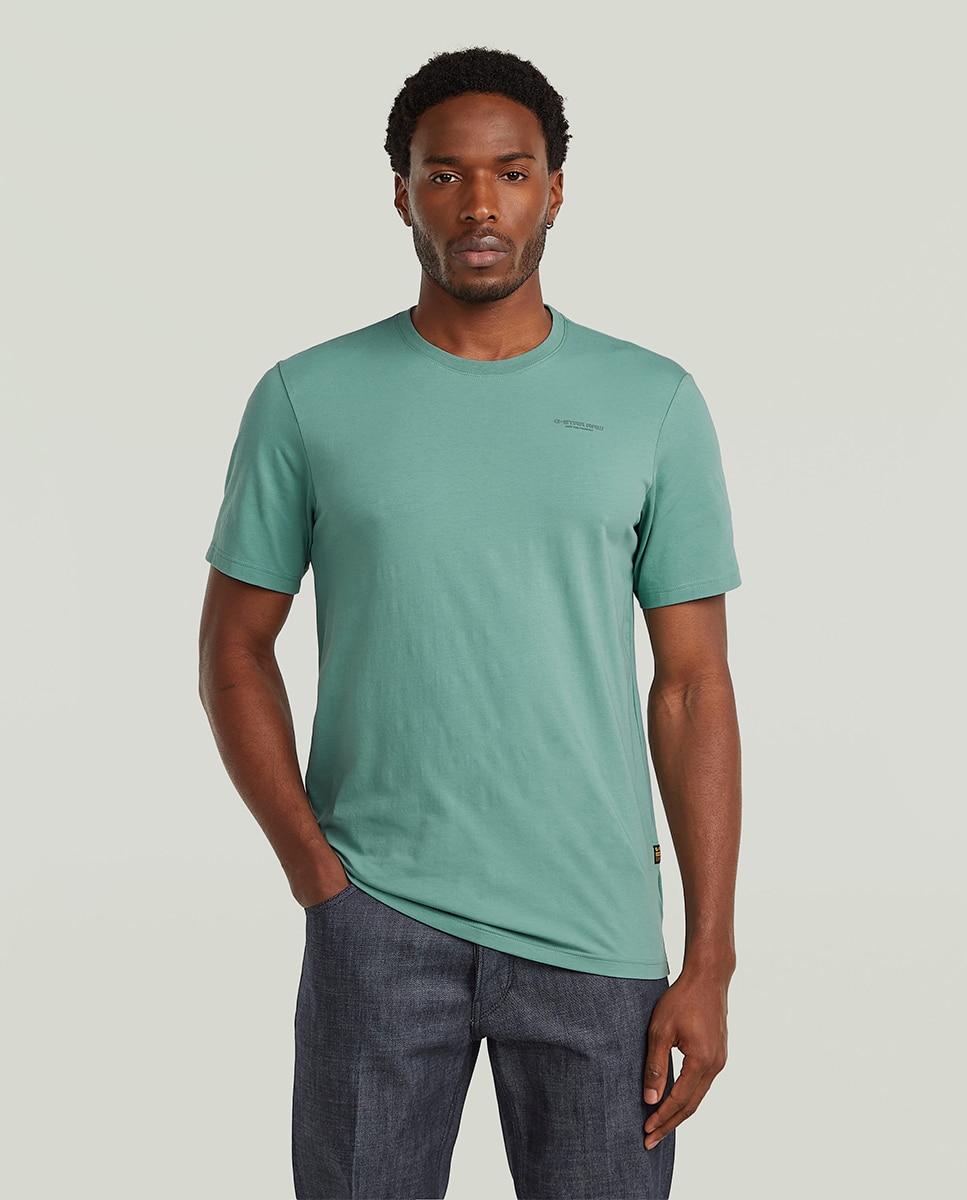 T-shirt Base Slim em Algodão Orgânico com Manga Curta Azul-1
