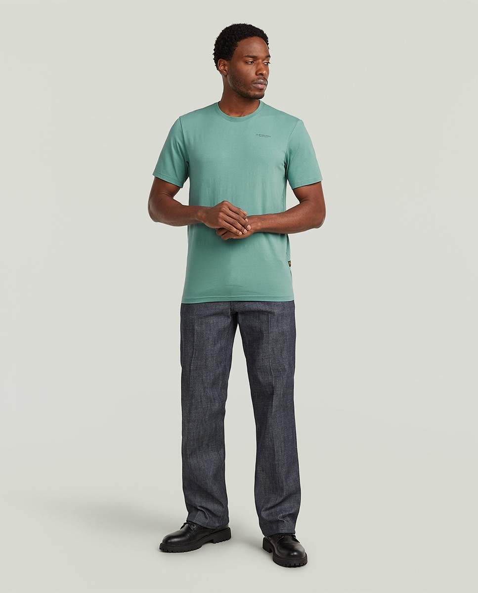 T-shirt Base Slim em Algodão Orgânico com Manga Curta Azul-4