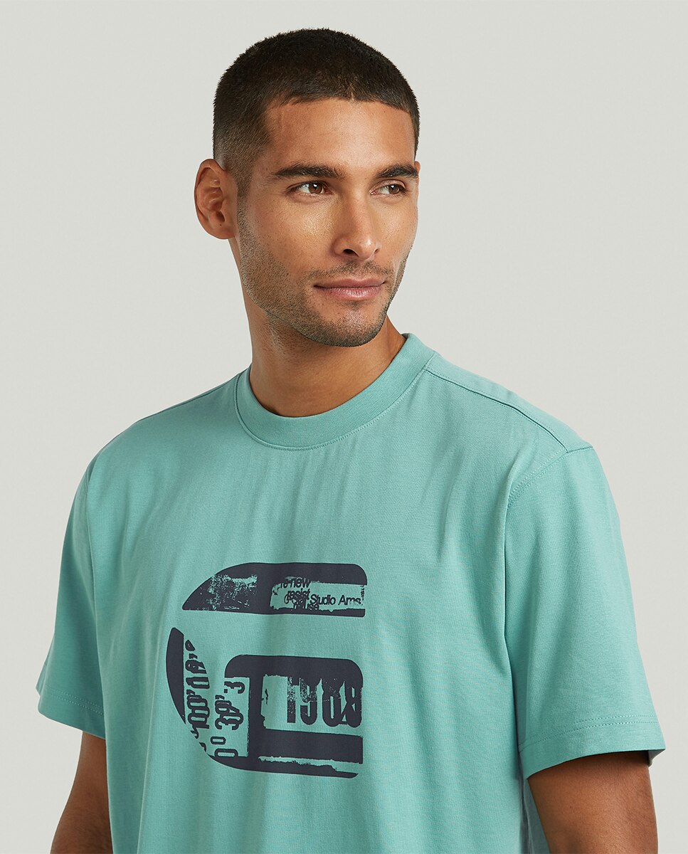 T-shirt de Corte Regular com Manga Curta Azul-3