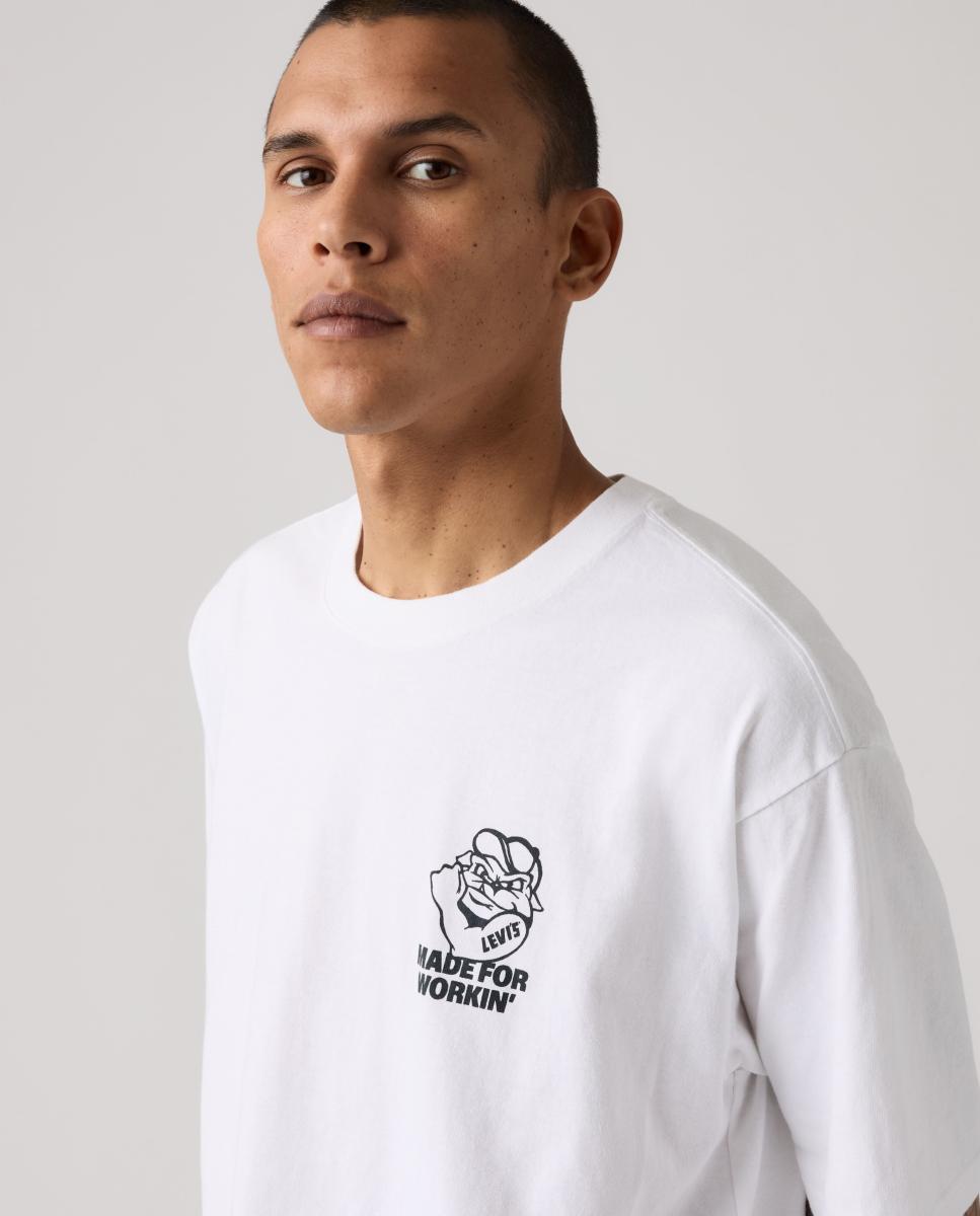 T-shirt de Manga Curta com Decote Redondo Branco-3