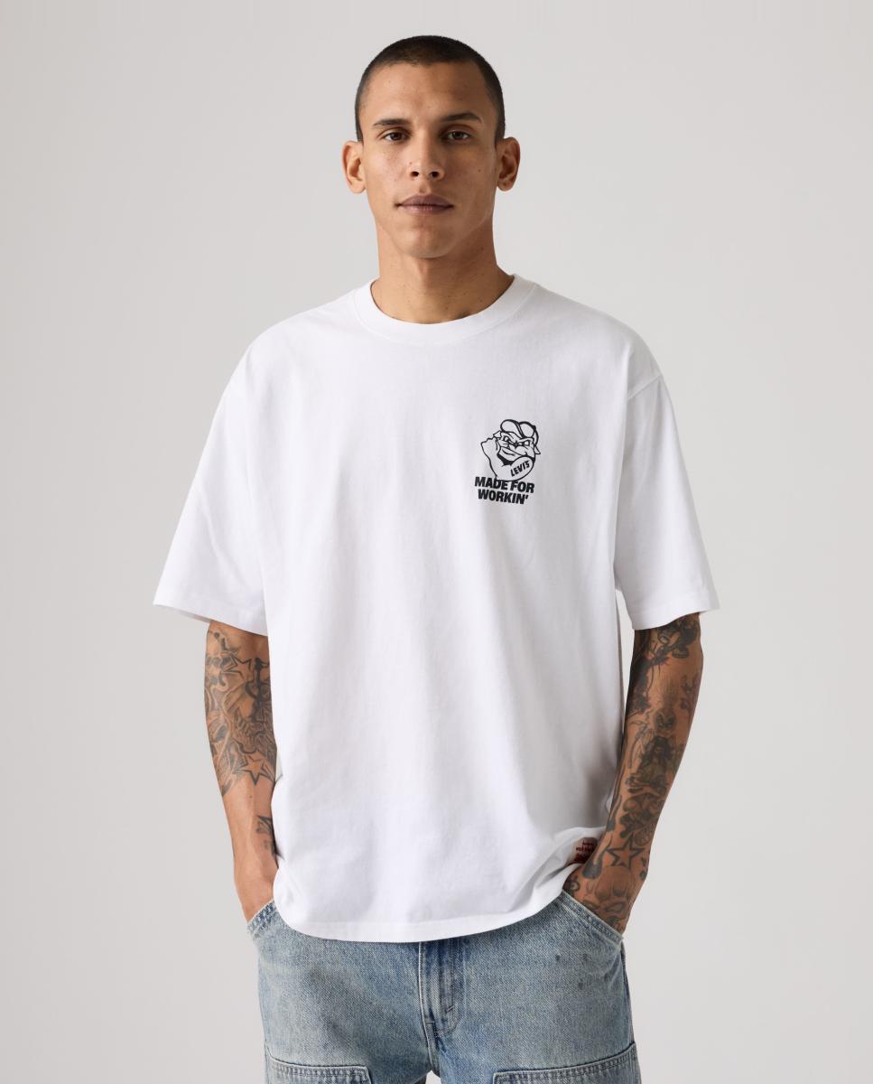 T-shirt de Manga Curta com Decote Redondo Branco-4