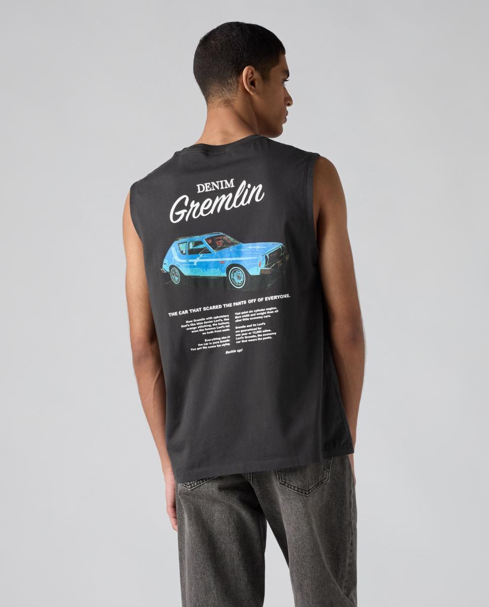 T-shirt sem Mangas e com Gola Redonda Preto-2
