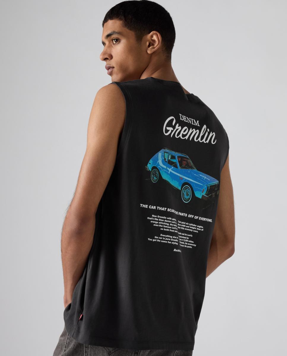 T-shirt sem Mangas e com Gola Redonda Preto-4