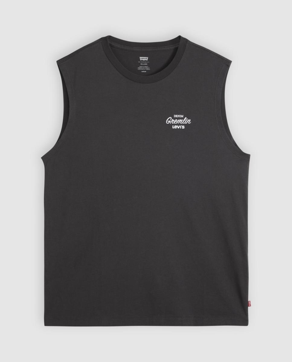 T-shirt sem Mangas e com Gola Redonda Preto-5