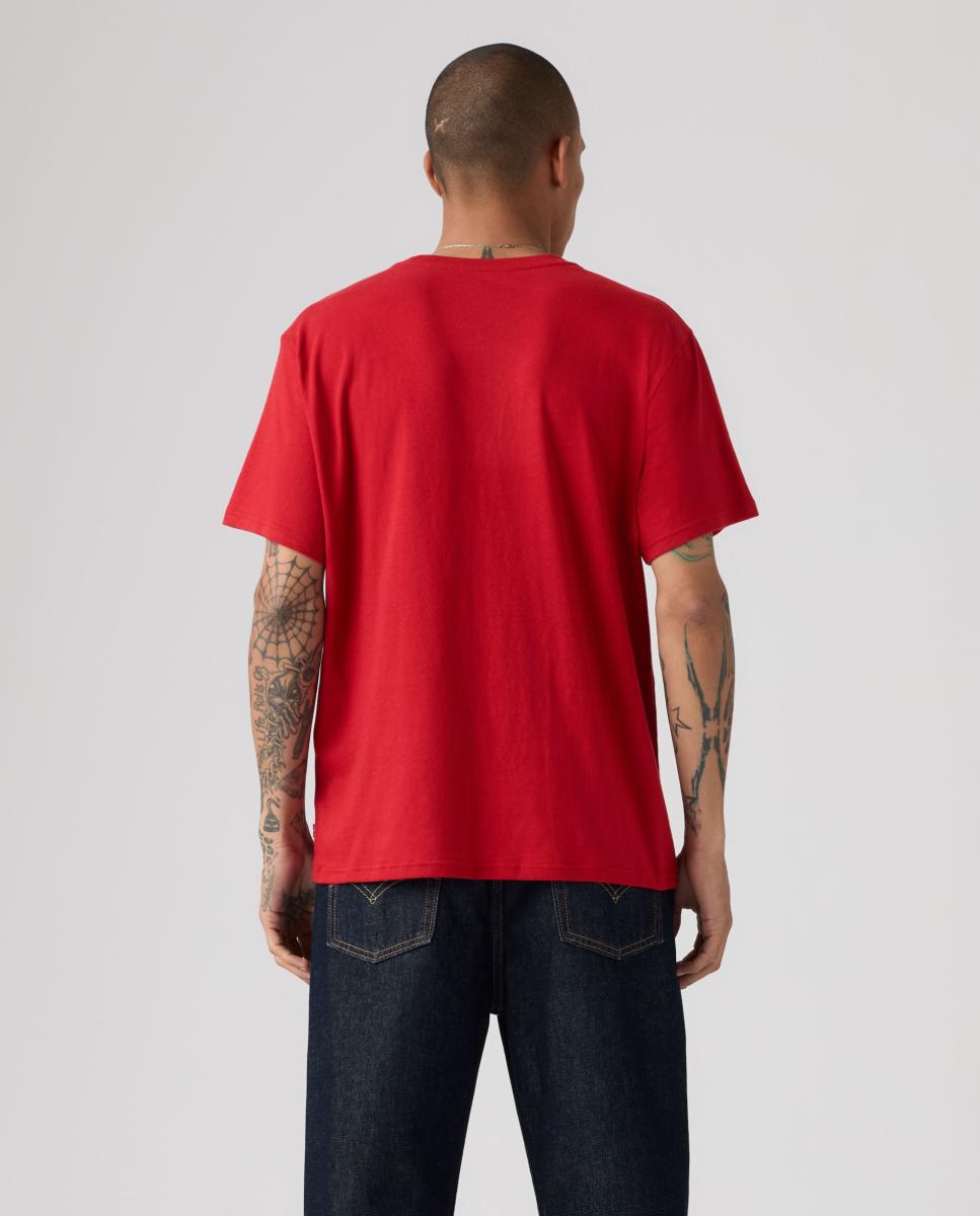 T-shirt de Manga Curta com Decote Redondo Vermelho-2