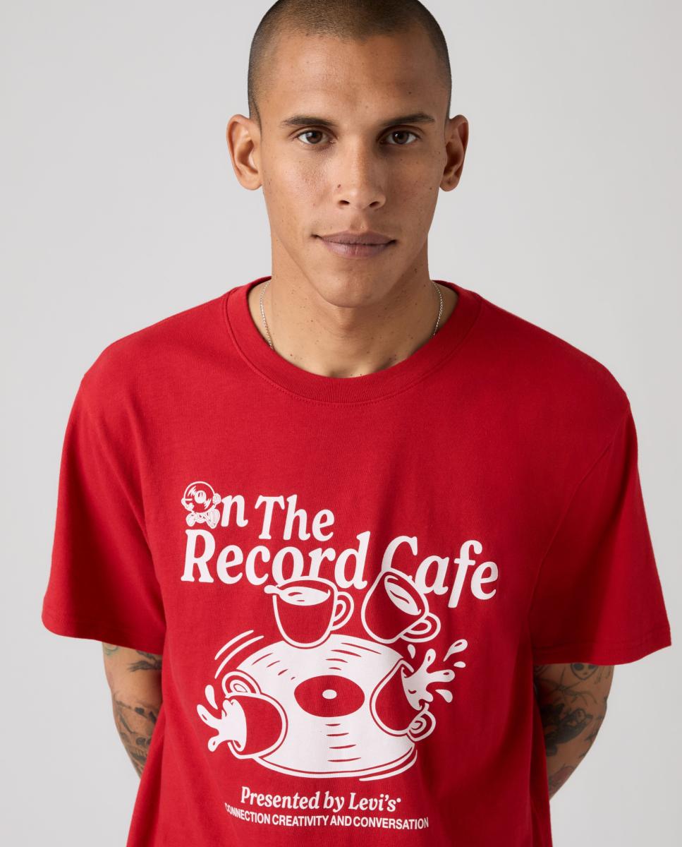T-shirt de Manga Curta com Decote Redondo Vermelho-3