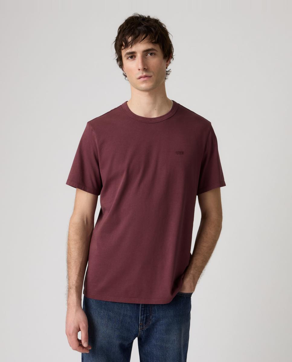 T-shirt de Manga Curta com Decote Redondo Bordeaux-4
