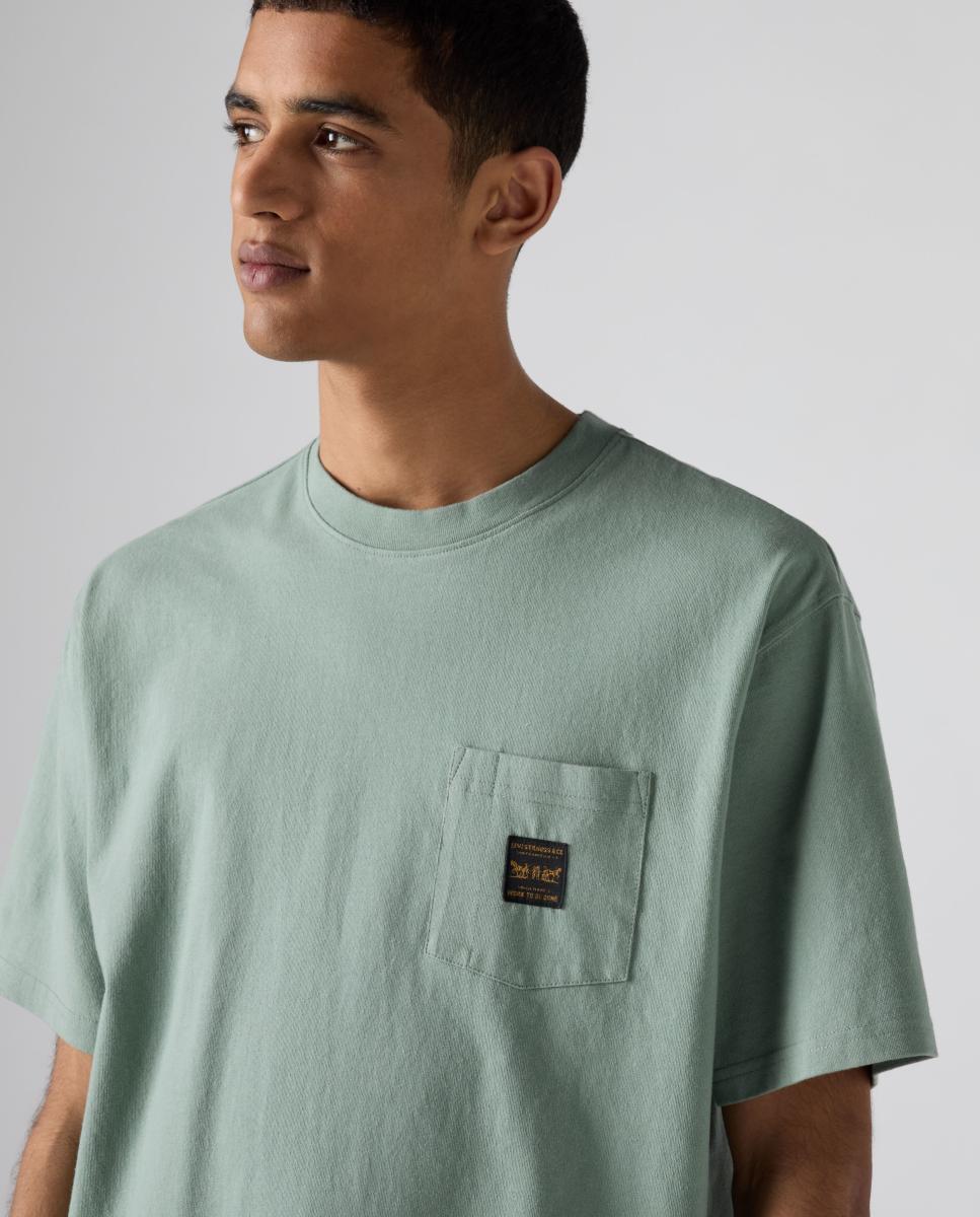T-shirt de Manga Curta com Gola Redonda e Bolso no Peito Verde-claro-3