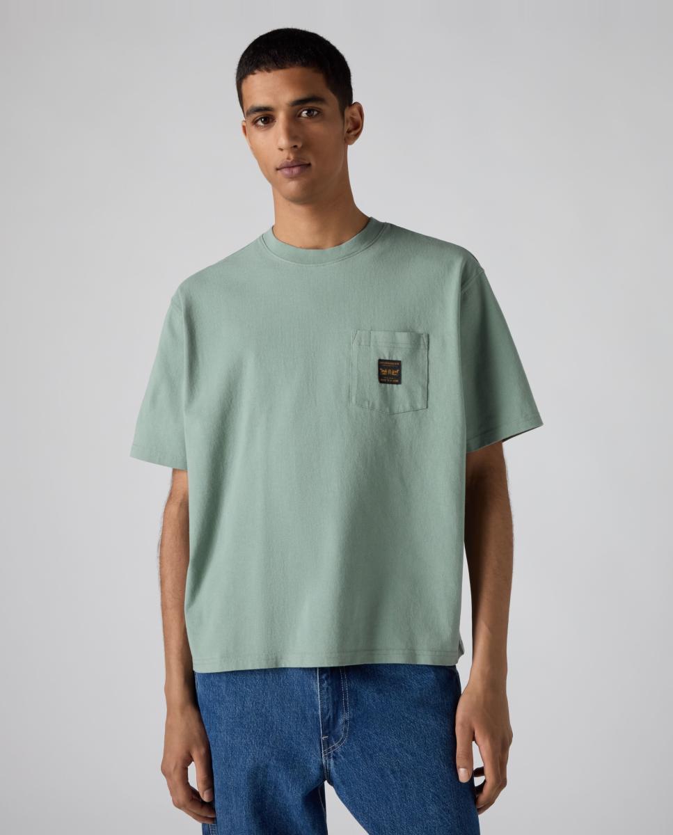 T-shirt de Manga Curta com Gola Redonda e Bolso no Peito Verde-claro-4