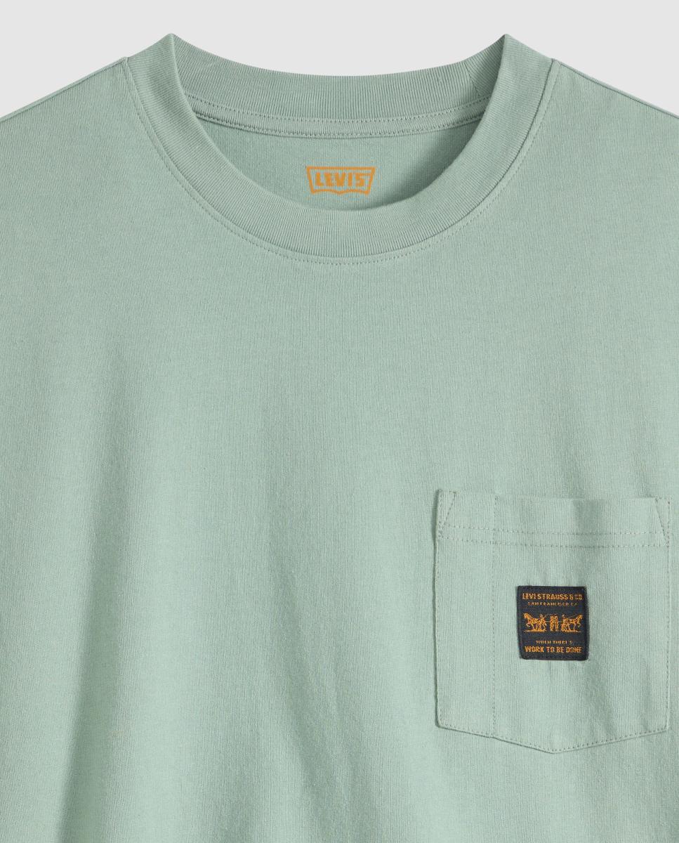 T-shirt de Manga Curta com Gola Redonda e Bolso no Peito Verde-claro-6