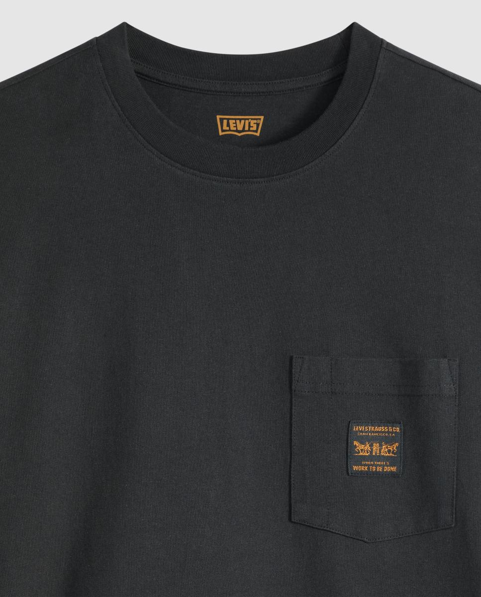 T-shirt de Manga Curta com Gola Redonda e Bolso no Peito Preto-6