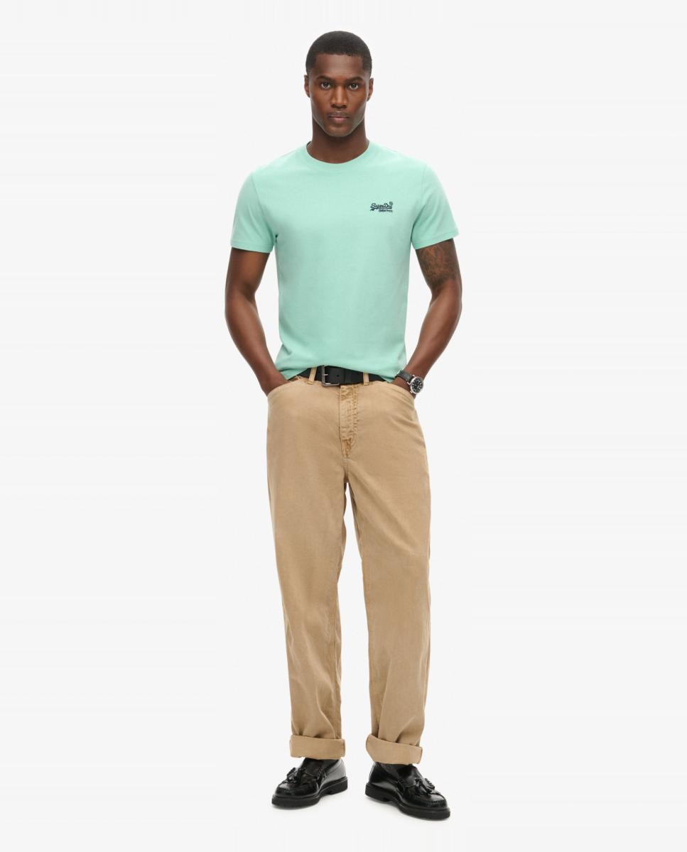 Camiseta de hombre de algodón orgánico bordada con el logotipo