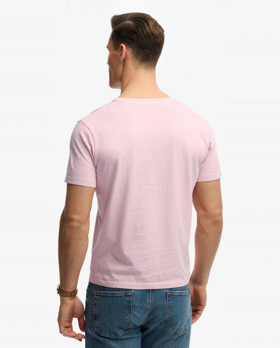 T-shirt Classic de Algodão com Linho na Gola em Bico Rosa-2