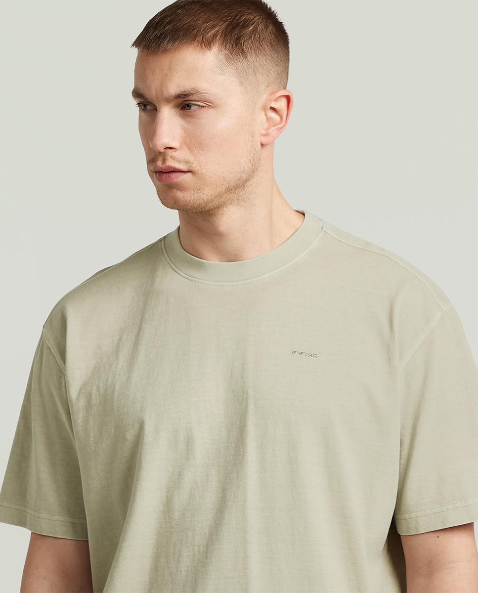 T-shirt de Manga Curta e Corte Relaxed Taupe-3