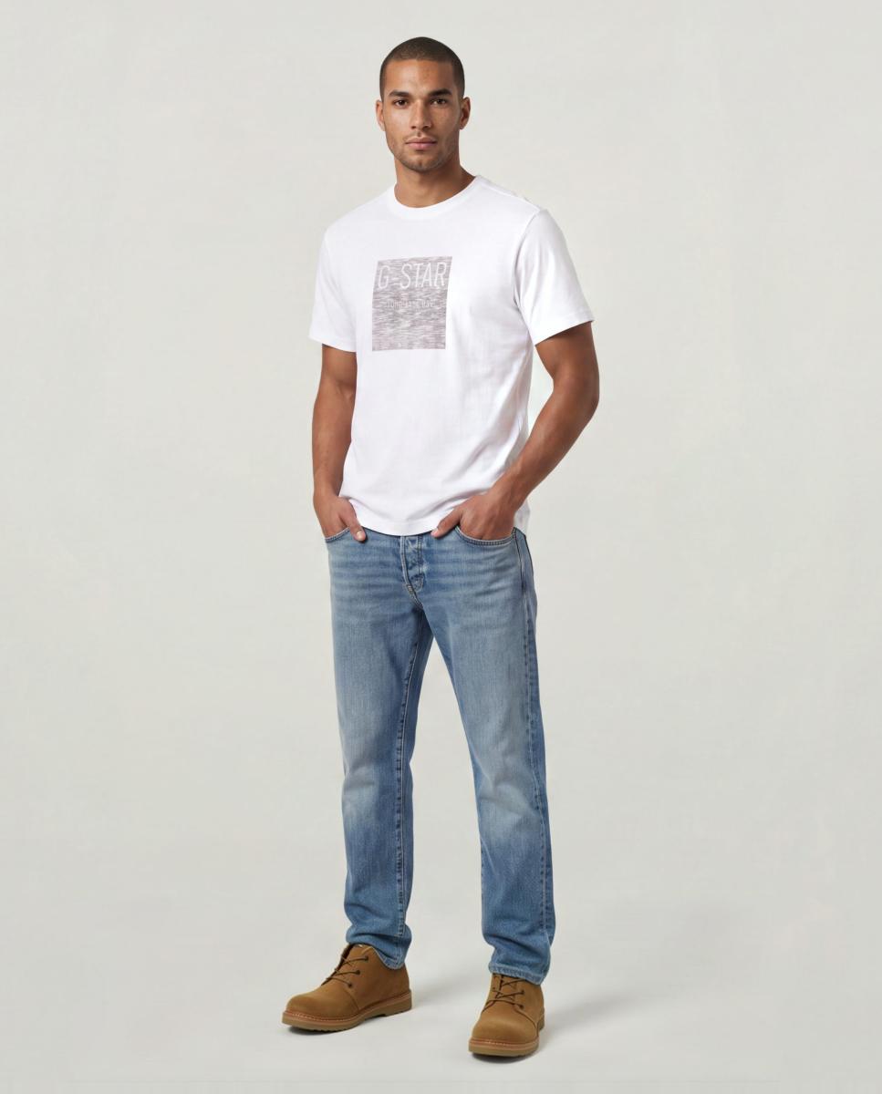 Camiseta de hombre de manga corta y corte recto - G-Star - Blanco Blanco-6
