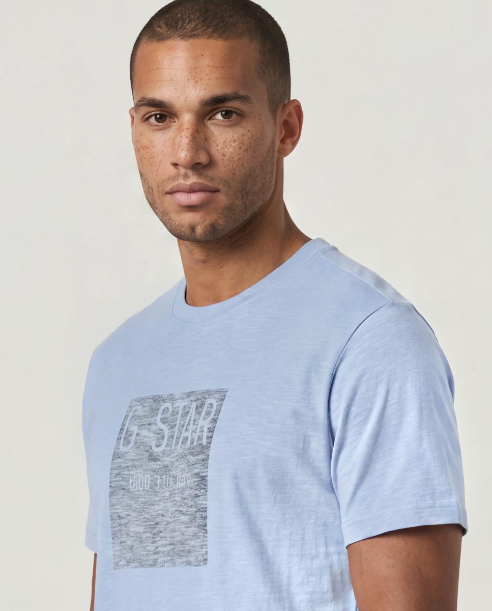 Camiseta de hombre de manga corta y corte recto - G-Star - Azul claro Azul claro-3