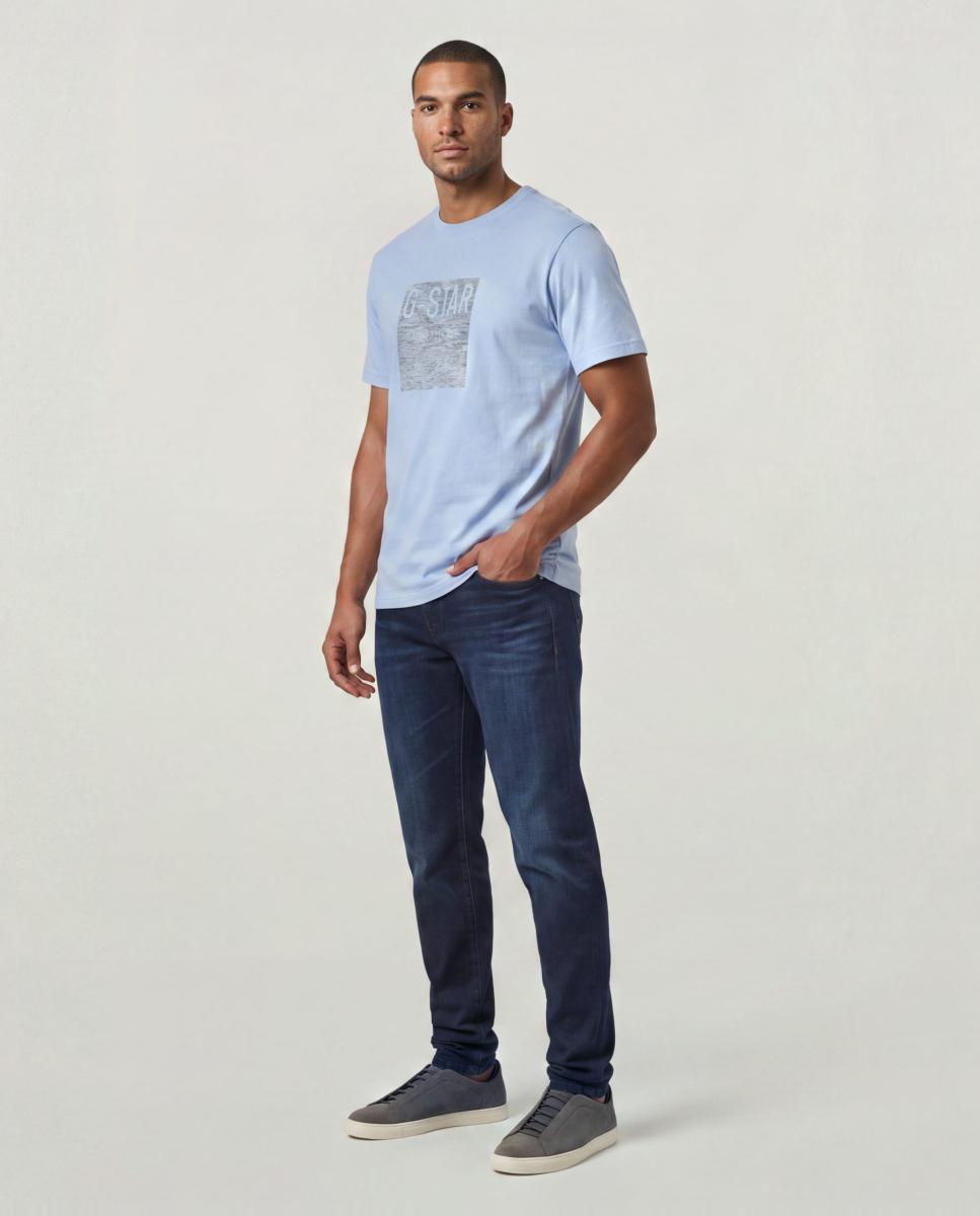 Camiseta de hombre de manga corta y corte recto - G-Star - Azul claro Azul claro-6