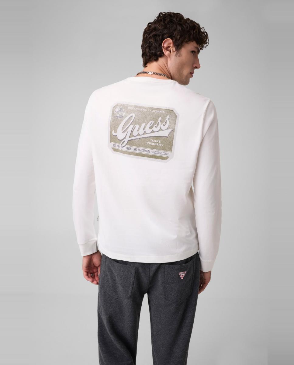 Imagen 2 de Camiseta de manga larga de hombre - Guess Jeans - Blanco Blanco
