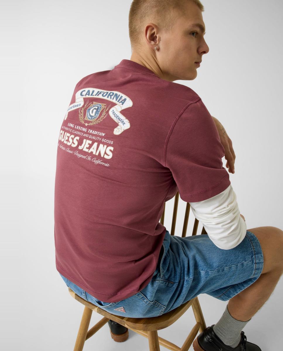 Camiseta de manga corta de hombre - Guess Jeans - Burdeos Burdeos-2