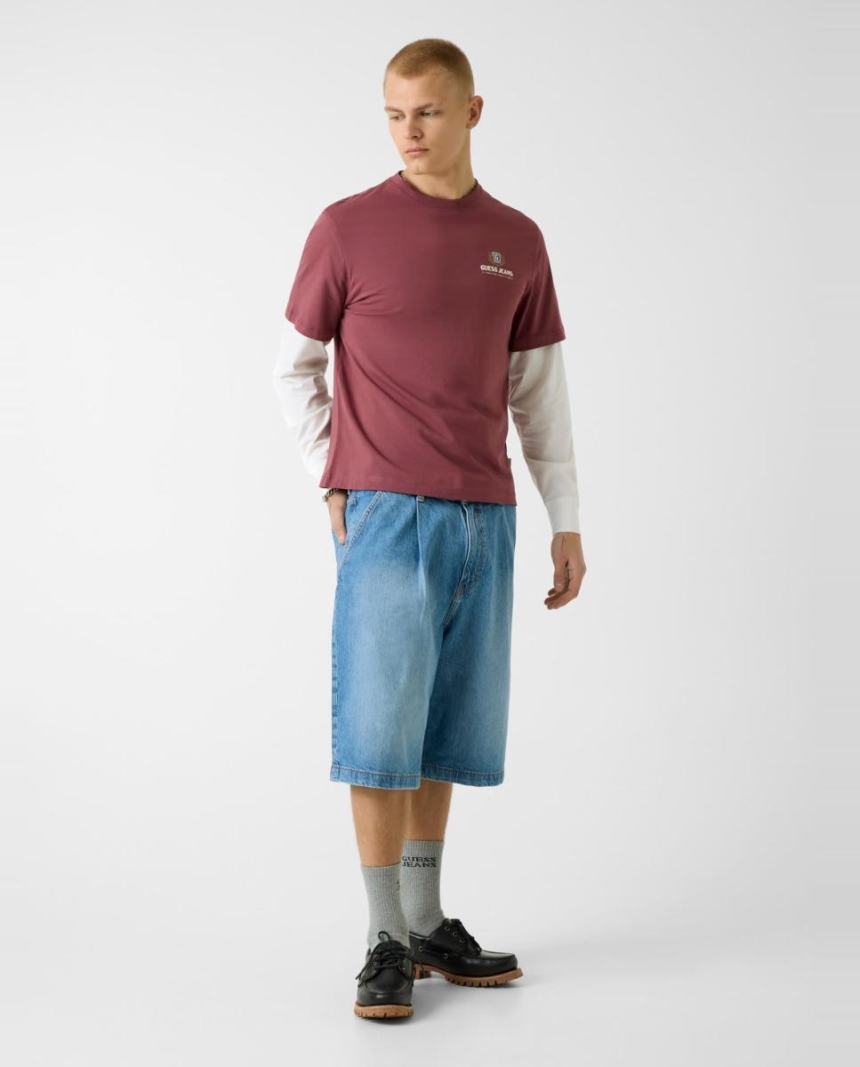 Camiseta de manga corta de hombre - Guess Jeans - Burdeos Burdeos-4
